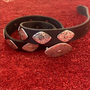 Vintage leather and silver belt